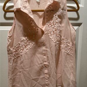 LOFT Pink Sleeveless Lace Blouse